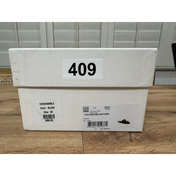 Chloé Alizè Flat Sandals Slides Black Suede Size 8 US 38 EU NIB Gold Buckles - Picture 14 of 16